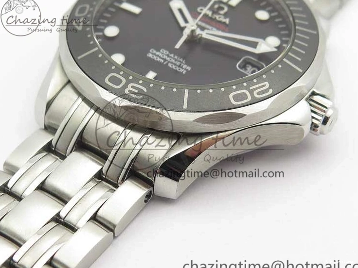 0816 Flexible Seamaster 300M SS OMF 1:1 Best Edition Black Dial Matt Black Ceramic Bezel On SS Bracelet A 8147